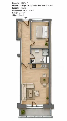Prodej bytu 2+kk, Praha - Libeň, Českomoravská, 57 m2