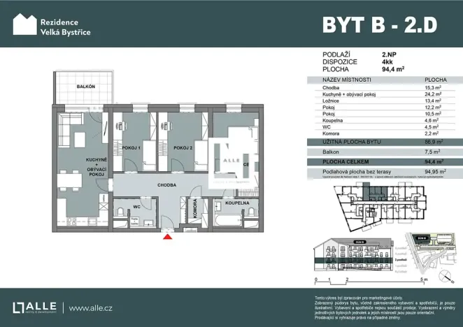 Prodej bytu 4+kk, Velká Bystřice, 87 m2