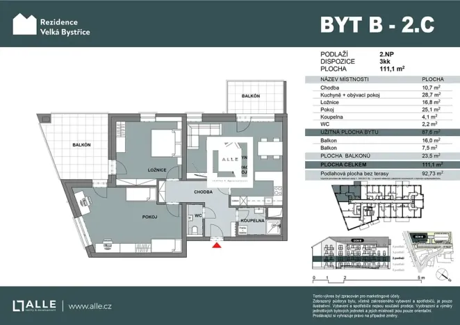 Prodej bytu 3+kk, Velká Bystřice, 88 m2