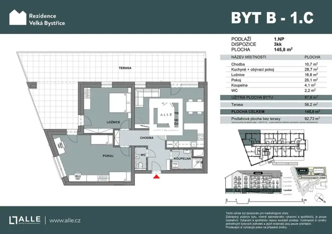 Prodej bytu 3+kk, Velká Bystřice, 88 m2