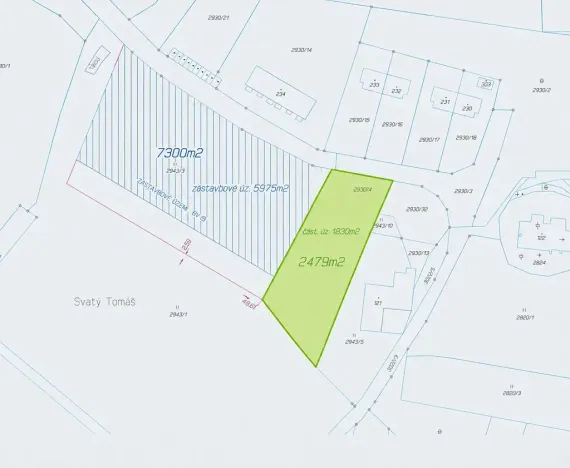 Prodej pozemku pro bydlení, Přední Výtoň, Svatý Tomáš, 2479 m2