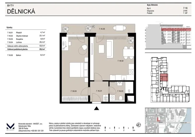 Pronájem bytu 2+kk, Praha - Holešovice, V háji, 55 m2