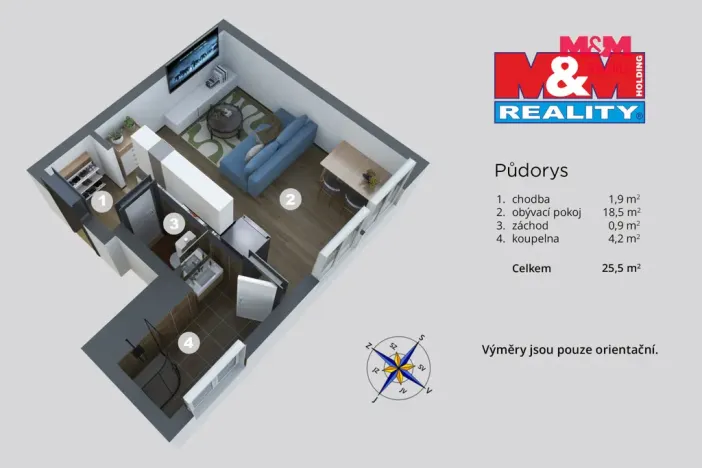 Prodej bytu 1+kk, Benešov nad Ploučnicí, Nádražní, 25 m2