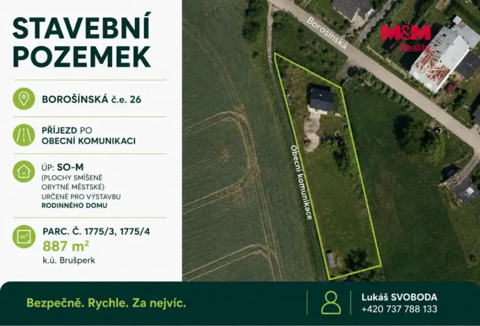 Prodej pozemku pro bydlení, Brušperk, Borošínská, 887 m2