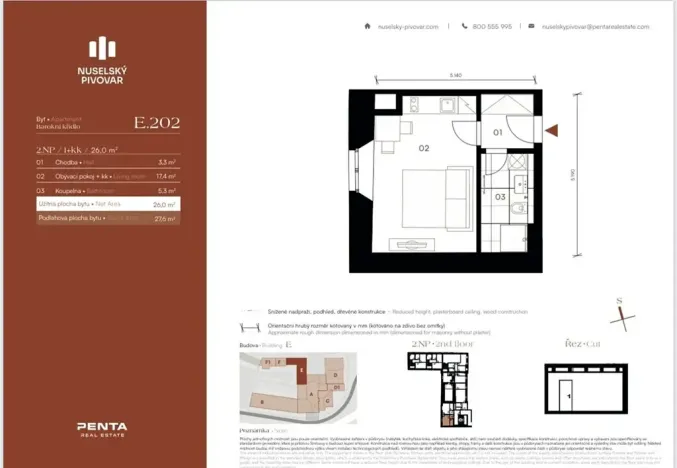 Pronájem bytu 1+kk, Praha, Bělehradská, 26 m2