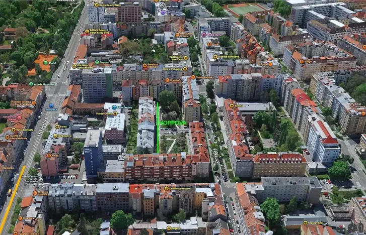 Pronájem bytu 2+kk, Brno, Hoppova, 45 m2