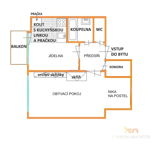 Pronájem bytu 2+kk, Brno, Hoppova, 45 m2