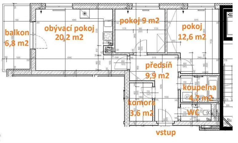 Pronájem bytu 3+kk, Praha - Vysočany, Svatošových, 72 m2