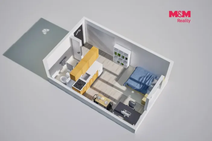Prodej bytu 1+kk, Ústí nad Labem - Severní Terasa, Glennova, 19 m2