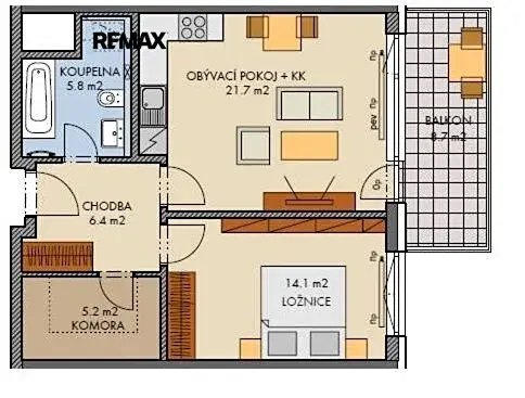 Pronájem bytu 2+kk, Praha, 53 m2