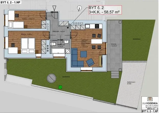 Pronájem bytu 3+kk, Praha - Radotín, Na Výšince, 58 m2
