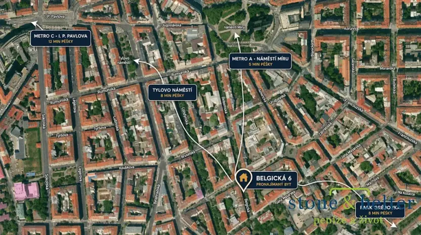 Pronájem bytu 2+1, Praha - Vinohrady, Belgická, 75 m2