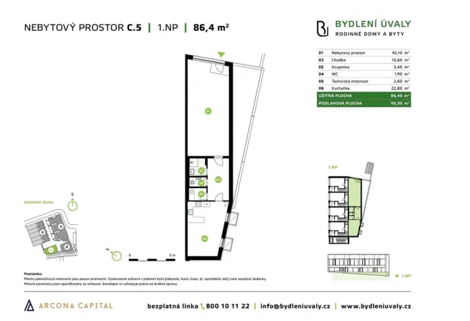 Prodej bytu 1+1, Úvaly, Škvorecká, 90 m2