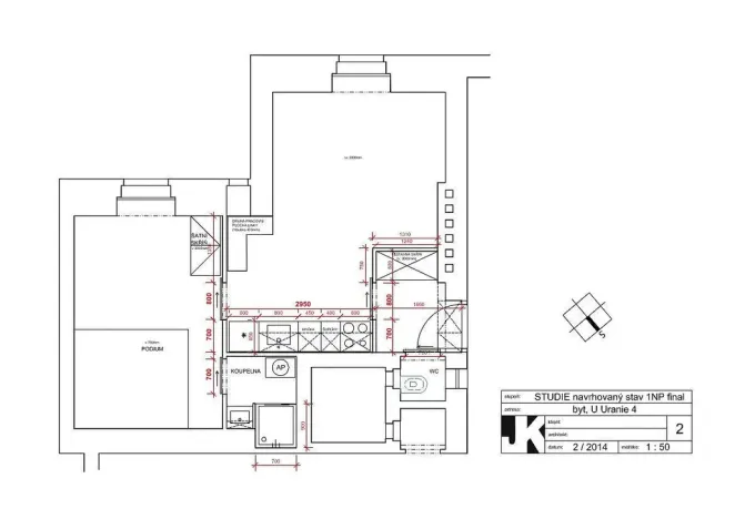 Prodej bytu 2+kk, Praha - Holešovice, U Uranie, 40 m2
