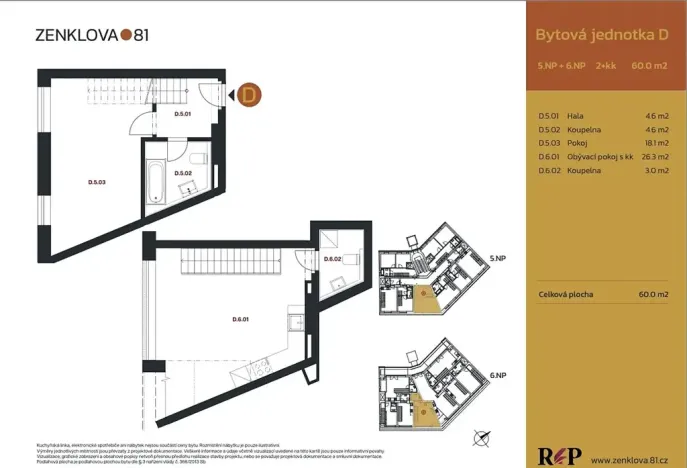 Prodej bytu 2+kk, Praha - Libeň, Zenklova, 60 m2