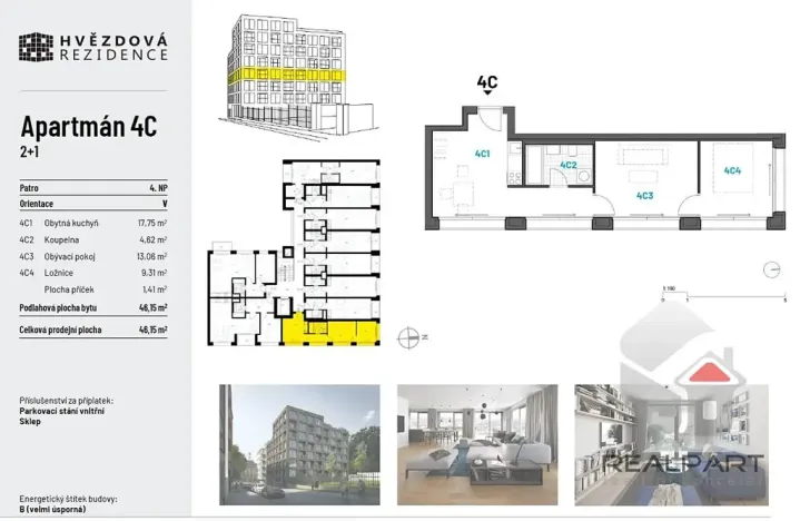 Pronájem bytu 2+1, Brno, Hvězdová, 44 m2