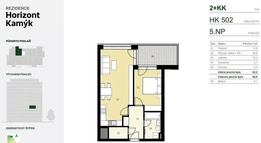 Prodej bytu 2+kk, Praha - Kamýk, Smotlachova, 57 m2