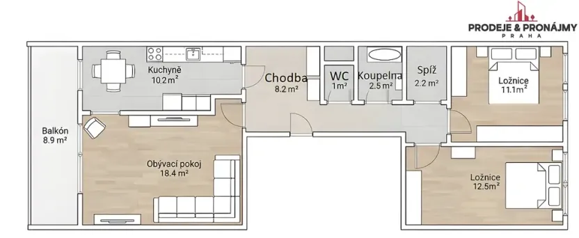 Prodej bytu 3+1, Praha - Stodůlky, Přecechtělova, 82 m2