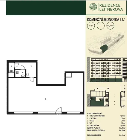 Pronájem ordinace, Brno, Leitnerova, 70 m2