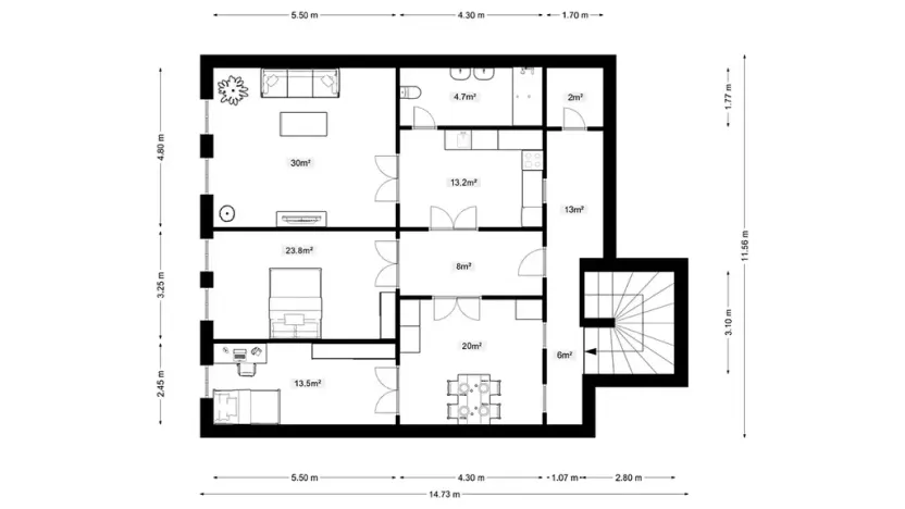 Prodej činžovního domu, Švihov, nám. T. G. Masaryka, 240 m2