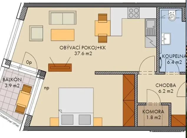 Pronájem bytu 2+kk, Praha - Střížkov, Lovosická, 54 m2