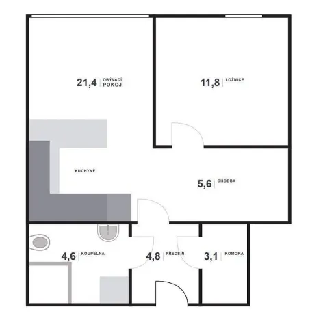 Pronájem bytu 2+kk, Plzeň - Skvrňany, Kreuzmannova, 53 m2