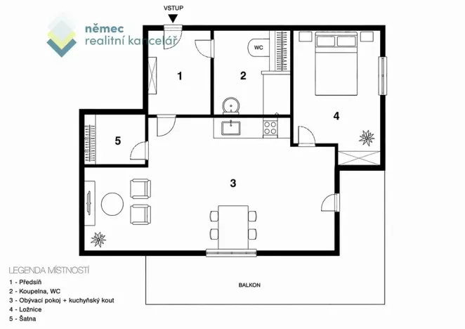 Pronájem bytu 2+kk, Praha - Strašnice, Věšínova, 35 m2