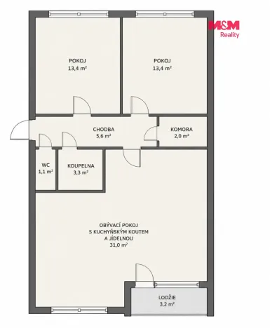 Prodej bytu 3+kk, Praha - Černý Most, Bouřilova, 72 m2