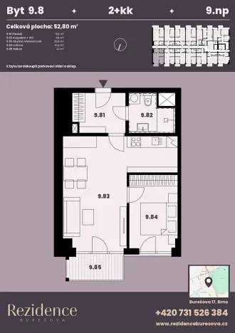 Prodej bytu 2+kk, Brno, Burešova, 53 m2