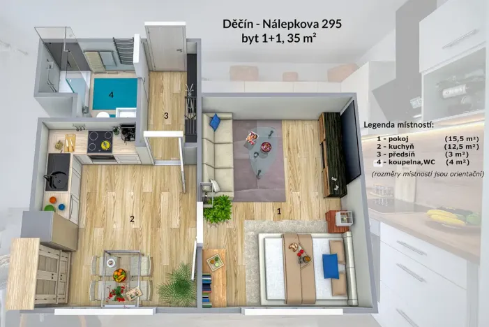 Pronájem bytu 1+1, Děčín - Děčín IX-Bynov, Nálepkova, 35 m2