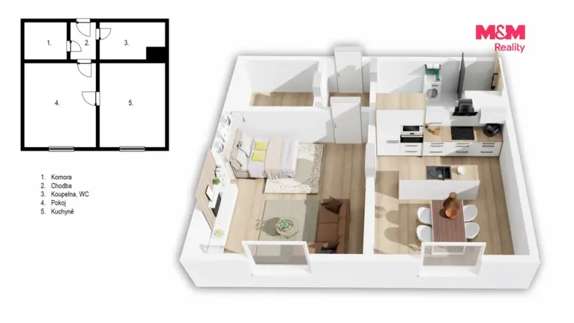 Prodej bytu 2+kk, Hradec Králové - Nový Hradec Králové, Durychova, 47 m2