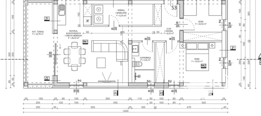 Prodej bytu 3+kk, Privlaka, Chorvatsko, 73 m2