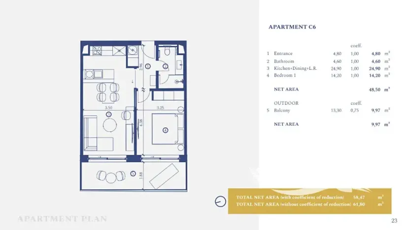 Prodej bytu 2+kk, Savudrija, Chorvatsko, 48 m2
