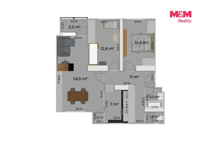 Prodej bytu 3+kk, Kladno, Kordačova, 74 m2