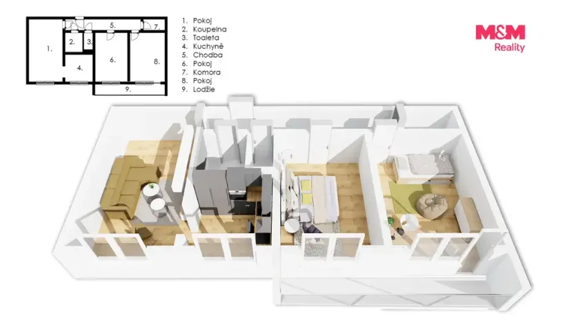 Prodej bytu 3+1, Praha - Kobylisy, Košťálkova, 66 m2