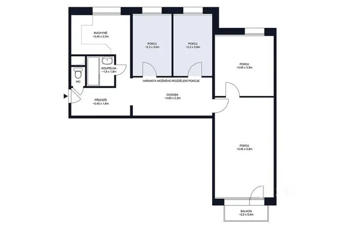 Prodej bytu 4+1, České Budějovice, V. Volfa, 80 m2