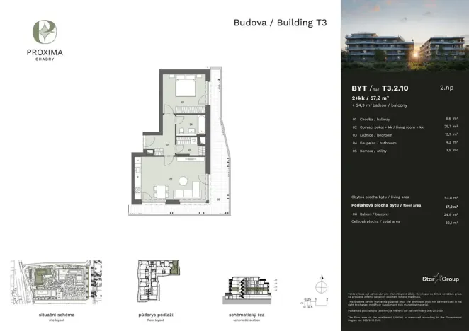 Prodej bytu 2+kk, Praha - Dolní Chabry, Podhorská, 57 m2