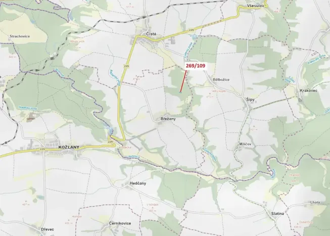 Dražba lesa, Břežany, 1949 m2