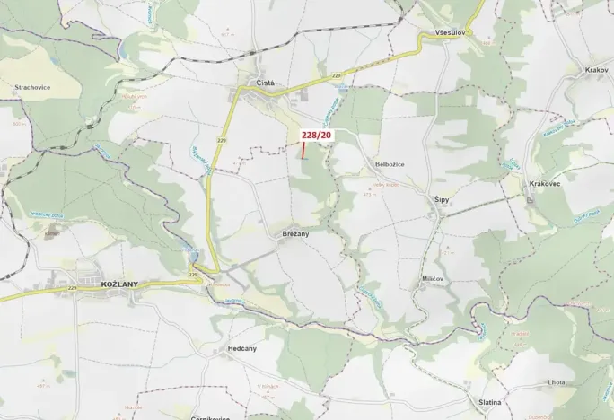 Dražba lesa, Břežany, 1924 m2