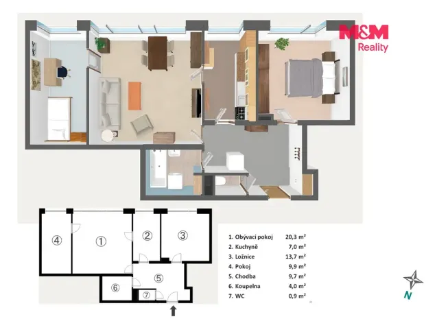 Prodej bytu 3+1, Praha, Branická, 65 m2