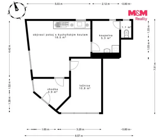 Prodej bytu 2+kk, Milovice, Mírová, 41 m2