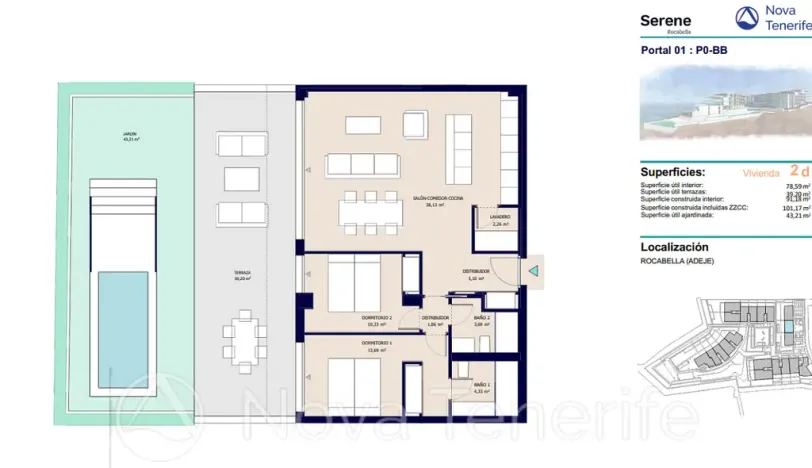 Prodej bytu 3+kk, Adeje, Santa Cruz de Tenerife, Španělsko, 80 m2