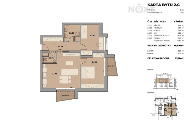 Prodej bytu 3+kk, Fryšták, 83 m2