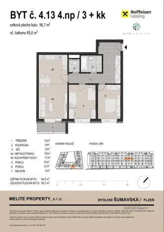 Prodej bytu 3+kk, Plzeň - Východní Předměstí, Šumavská, 91 m2
