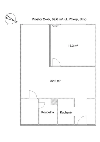 Prodej bytu 2+kk, Brno, Příkop, 70 m2