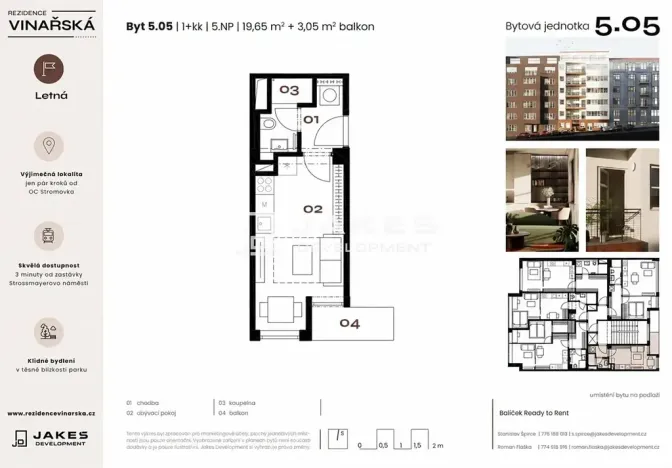 Pronájem bytu 1+kk, Praha - Holešovice, Vinařská, 19 m2