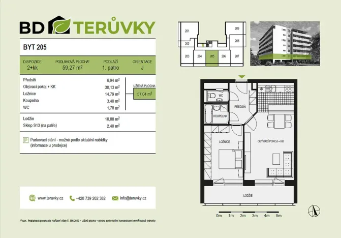 Prodej bytu 2+kk, Třebíč - Horka-Domky, Družstevní, 59 m2