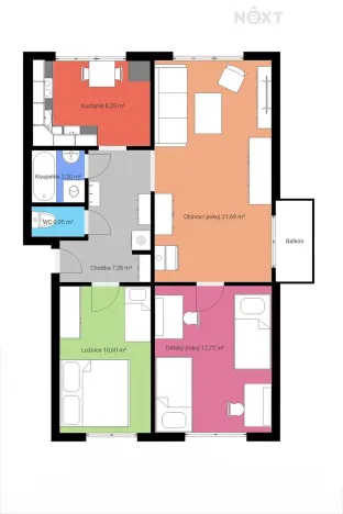 Prodej bytu 3+1, Netolice, Tržní, 64 m2