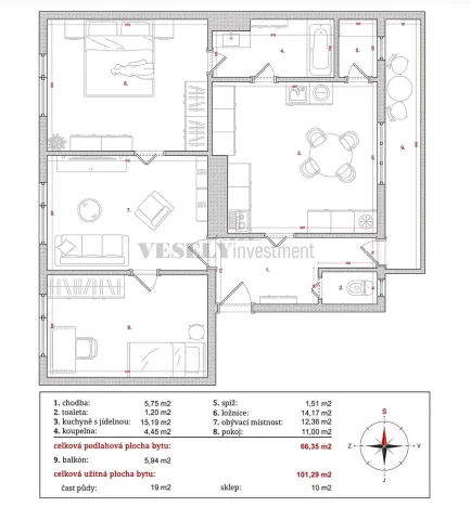 Prodej bytu 3+1, Louny, Poděbradova, 72 m2