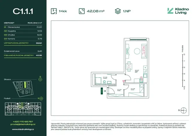 Prodej bytu 1+kk, Kladno, Pražská, 39 m2